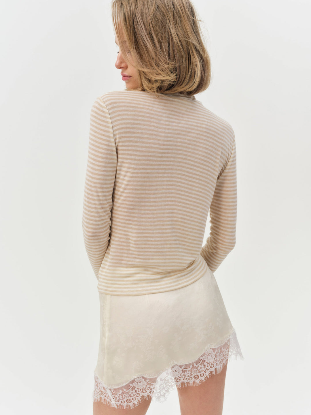 Women Athena Turtle Neck Top - Cream
