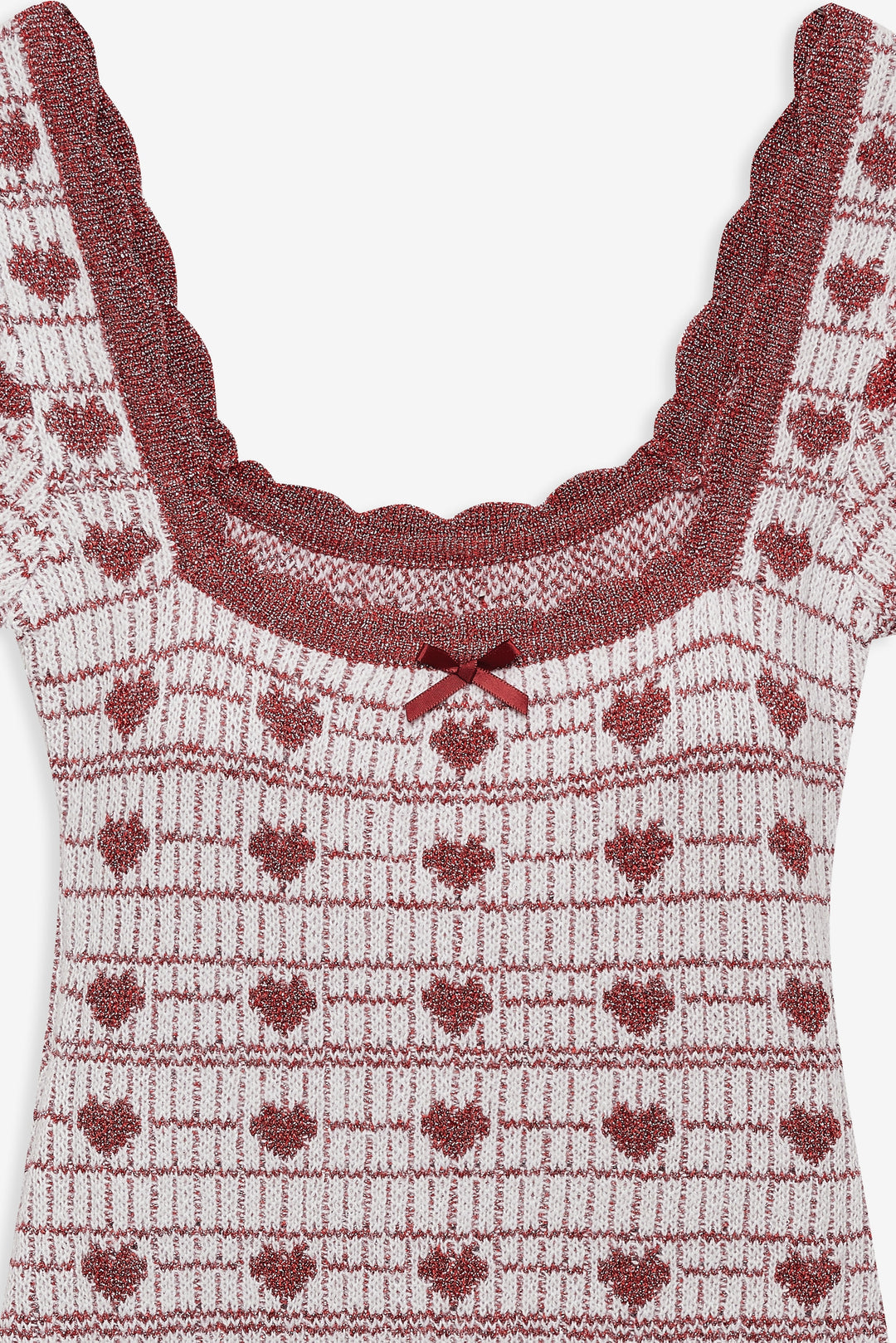 Women Candy Heart Knit Mini Dress - Cream