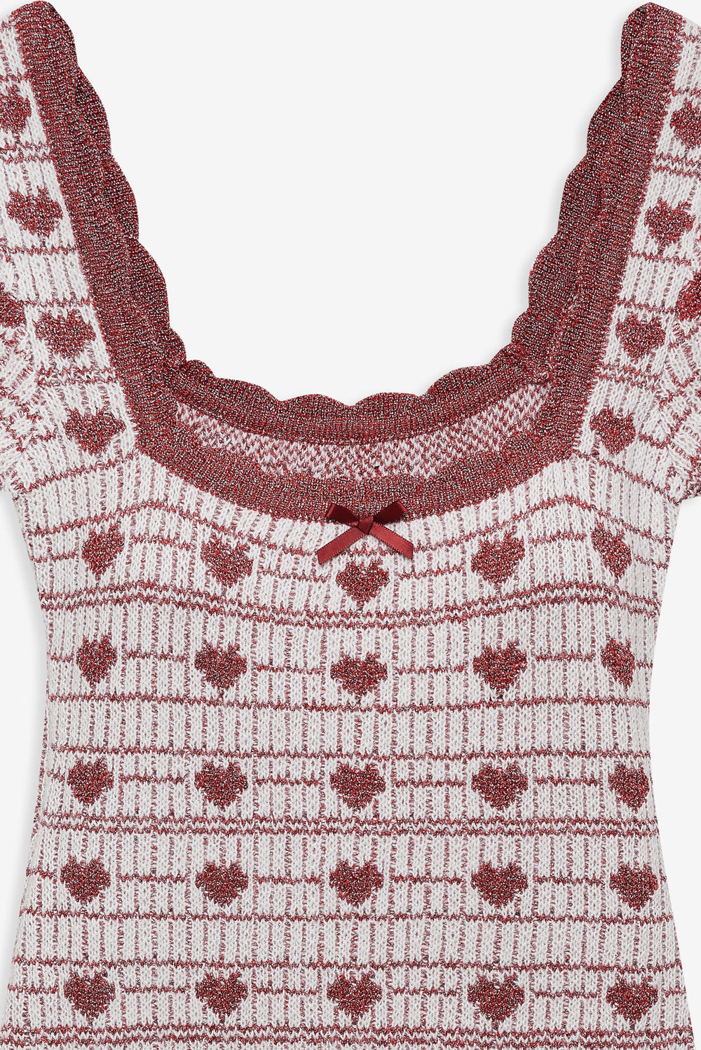 Women Candy Heart Knit Mini Dress - Cream