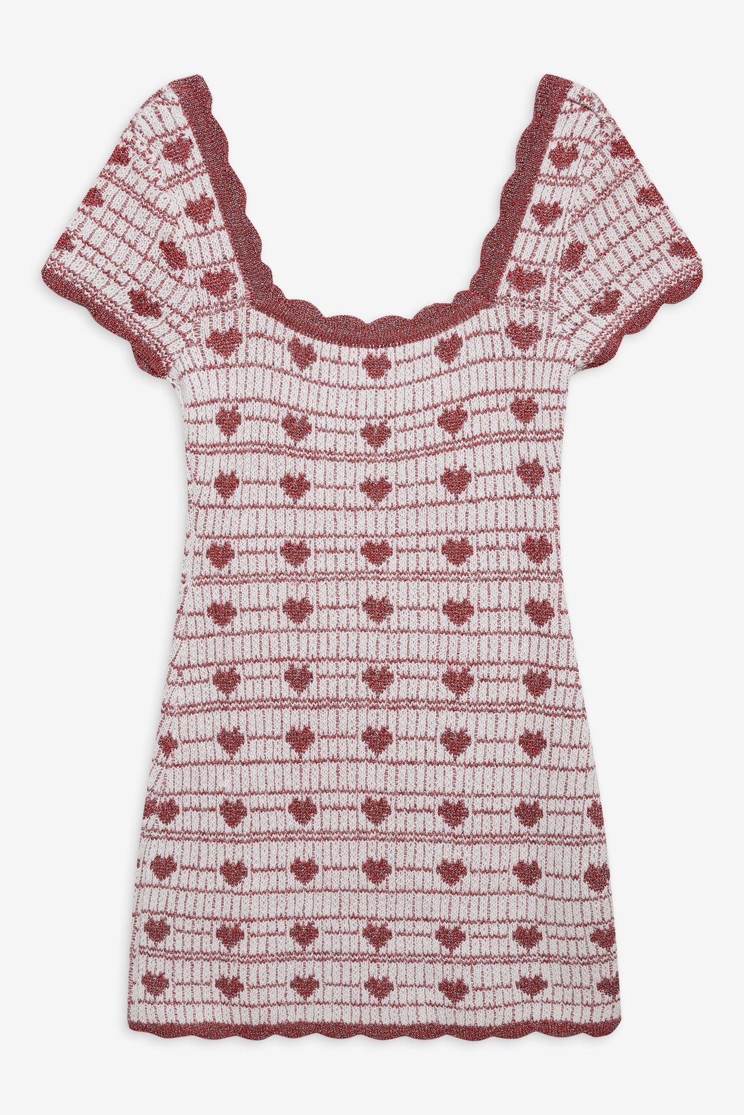 Women Candy Heart Knit Mini Dress - Cream