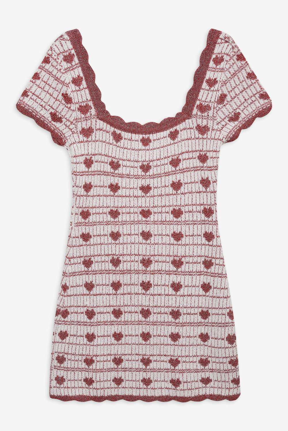 Women Candy Heart Knit Mini Dress - Cream