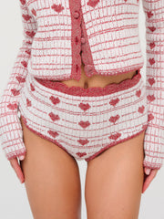 Women Candy Heart Knit Panty - Cream
