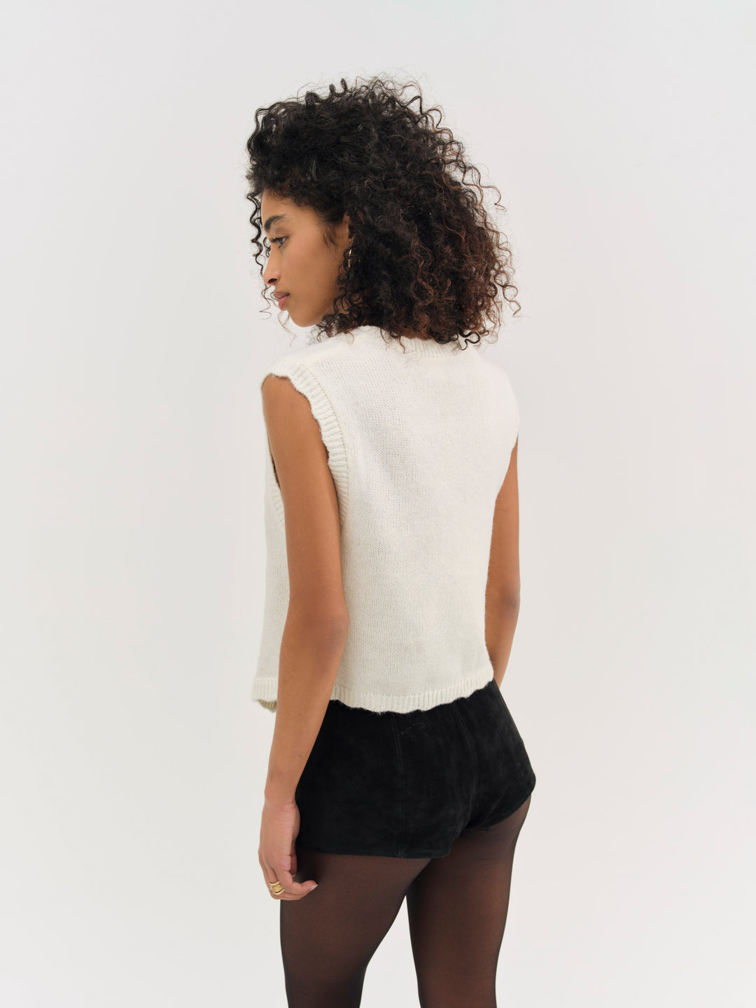 Women Molly Embroidered Sweater Vest - Cream