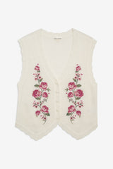 Women Molly Embroidered Sweater Vest - Cream