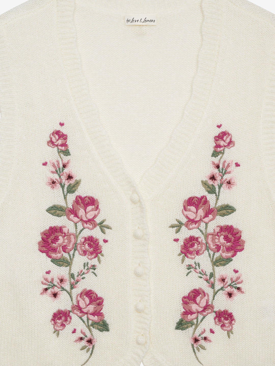 Women Molly Embroidered Sweater Vest - Cream
