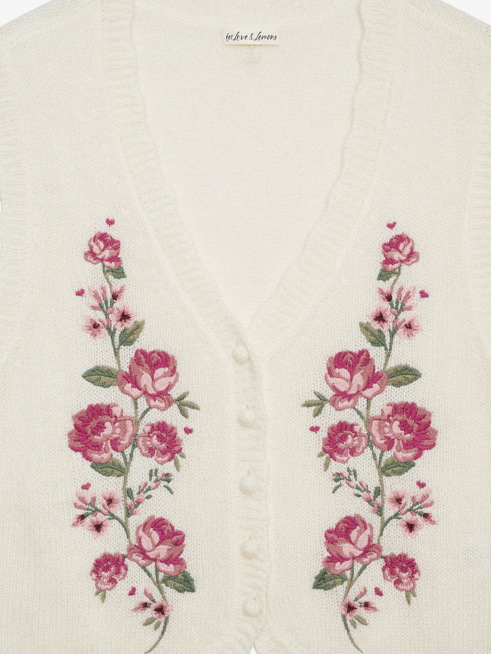 Women Molly Embroidered Sweater Vest - Cream