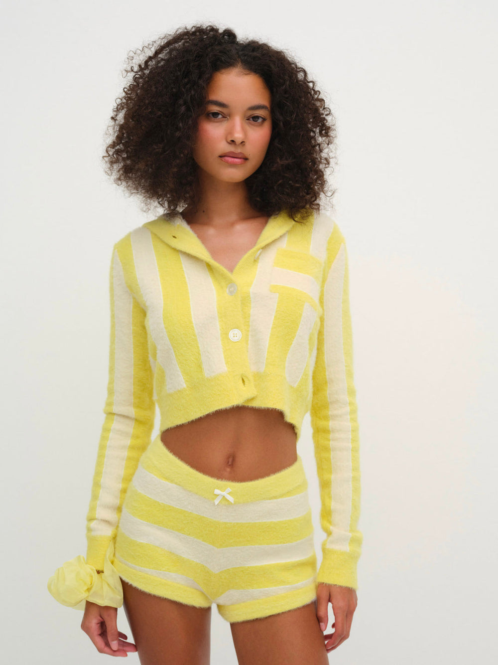 Women Sleepy Stripe Hoodie - Yellow