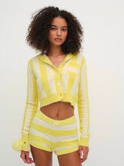 Women Sleepy Stripe Hoodie - Yellow