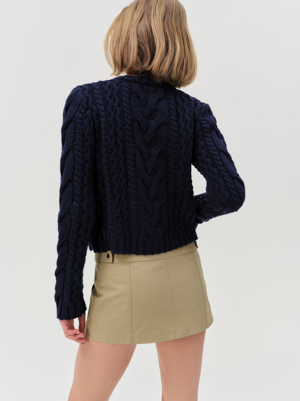 Women Emily Cable Knit Cardigan - Navy