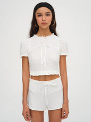 Women Allison Pointelle Short - White