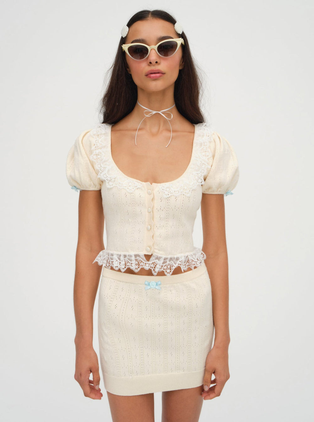 Women Daniela Knit Mini Skirt - Cream