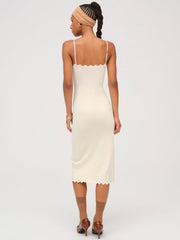 Women Sisi Scallop Knit Midi Dress - Cream