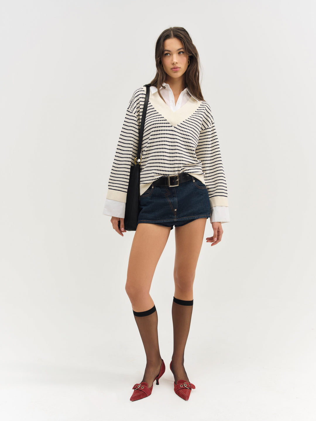 Women Regatta Stripe Knit Sweater - Cream
