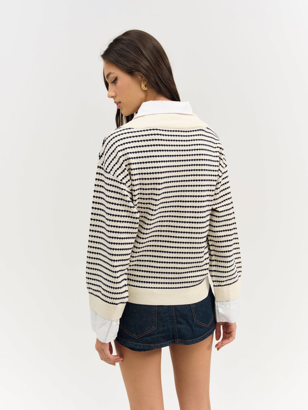 Women Regatta Stripe Knit Sweater - Cream