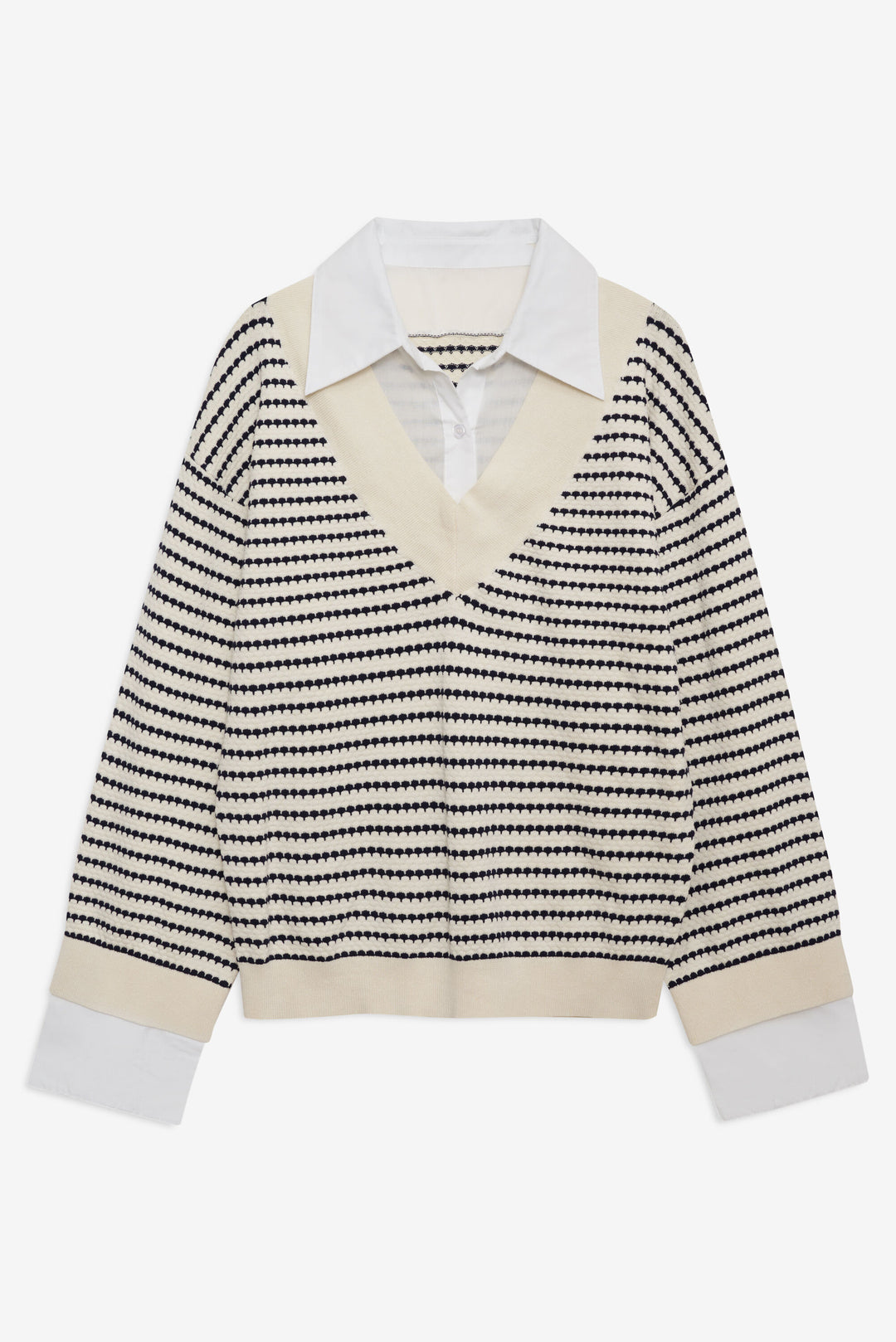 Women Regatta Stripe Knit Sweater - Cream