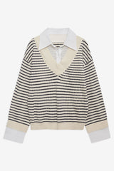 Women Regatta Stripe Knit Sweater - Cream
