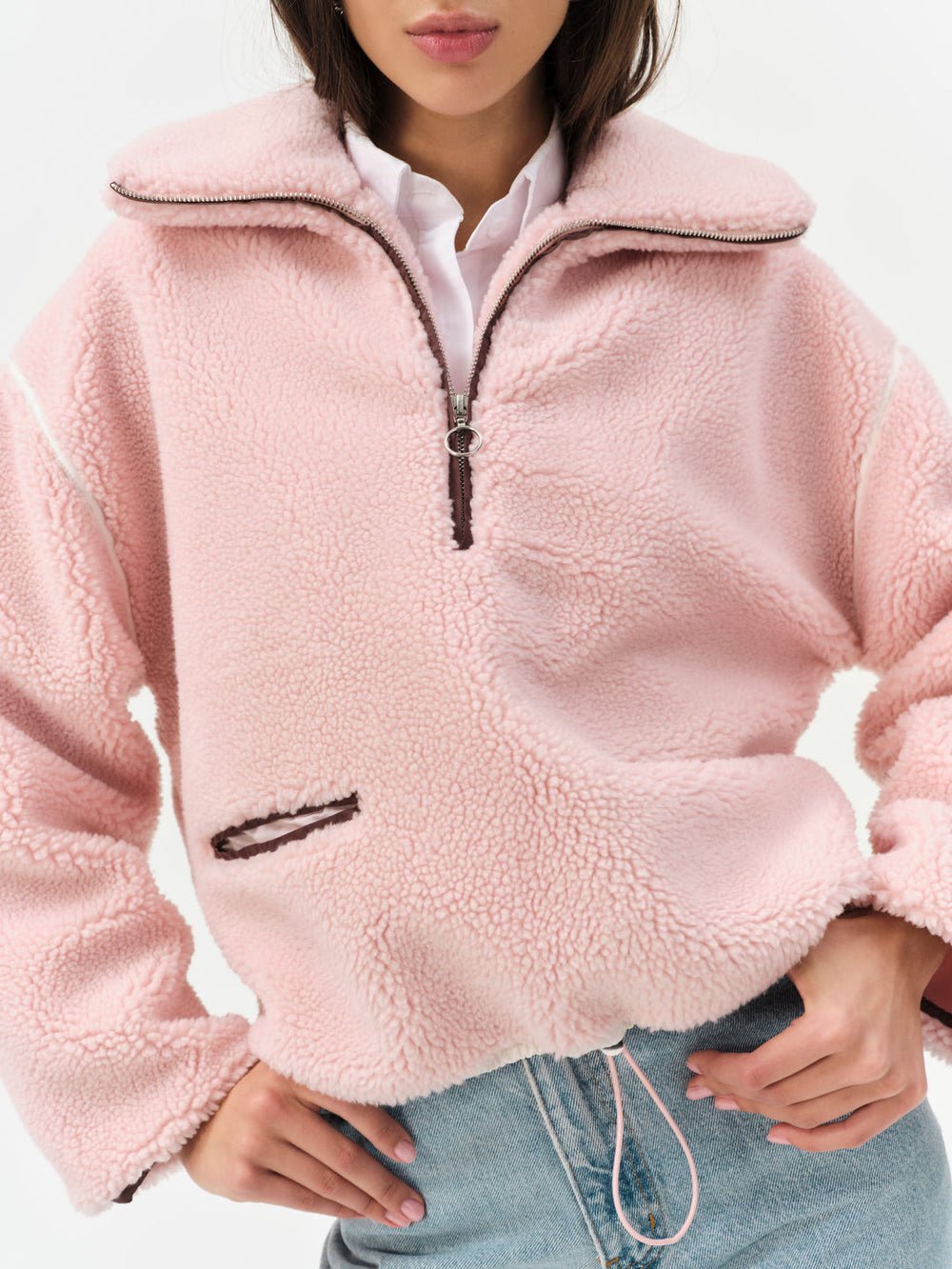 Women Melody Pullover Sherpa Jacket - Pink