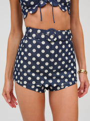 Women Dolly Denim Dot Skort - Indigo