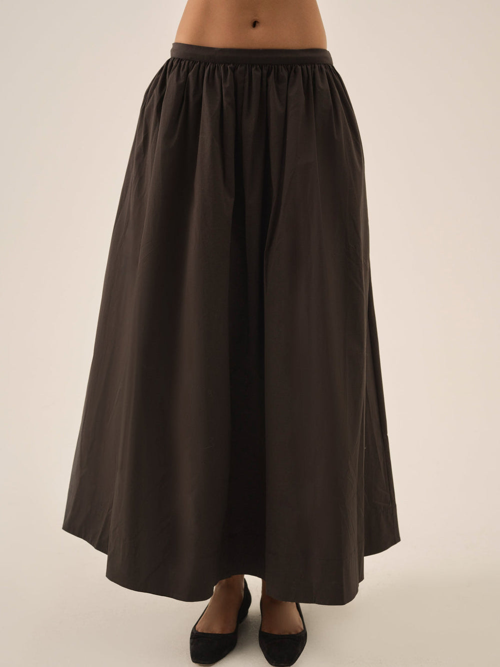 Women Train Station Poplin Maxi Skirt - Black