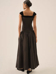 Women Train Station Poplin Maxi Skirt - Black