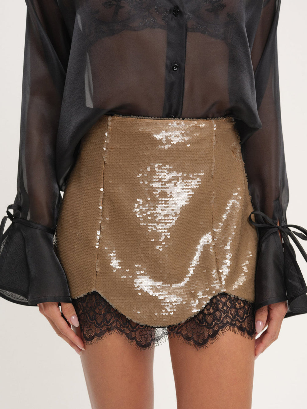 Women Sylvie Sequin Mini Skirt - Brown
