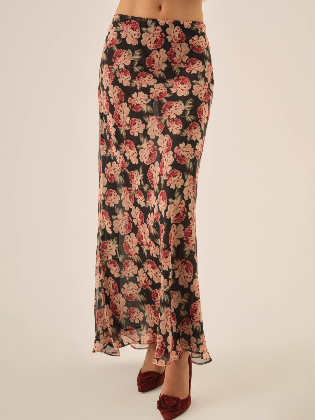 Women Belmond Floral Maxi Skirt - Black