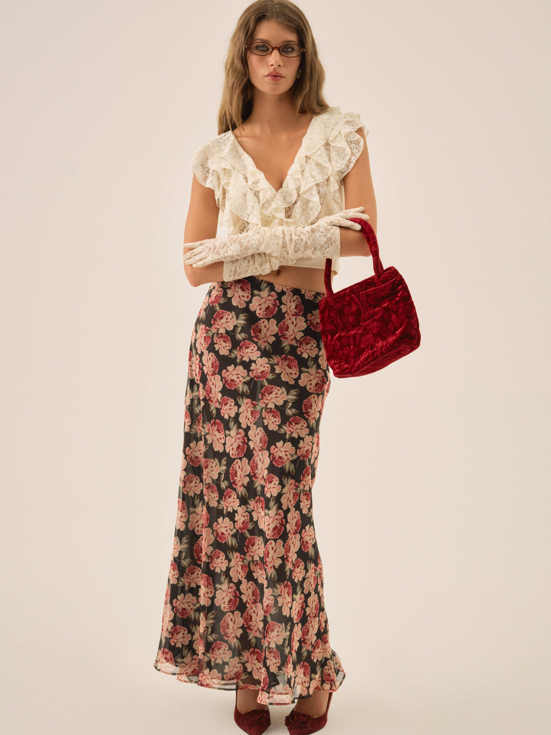 Women Belmond Floral Maxi Skirt - Black