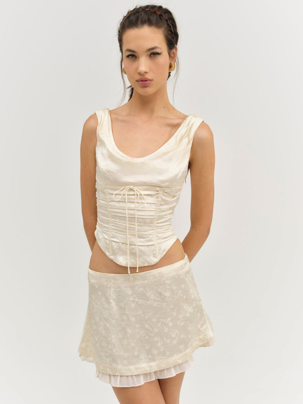 Women Carla Jacquard Mini Skirt - Cream