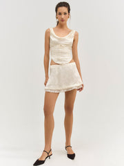 Women Carla Jacquard Mini Skirt - Cream