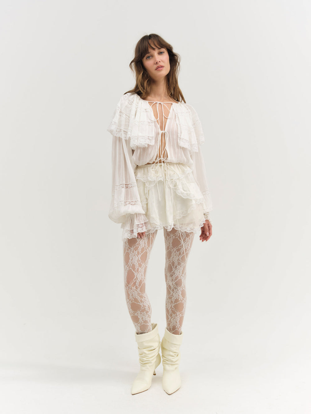 Women Jeanne Jacquard Mini Skirt - Cream