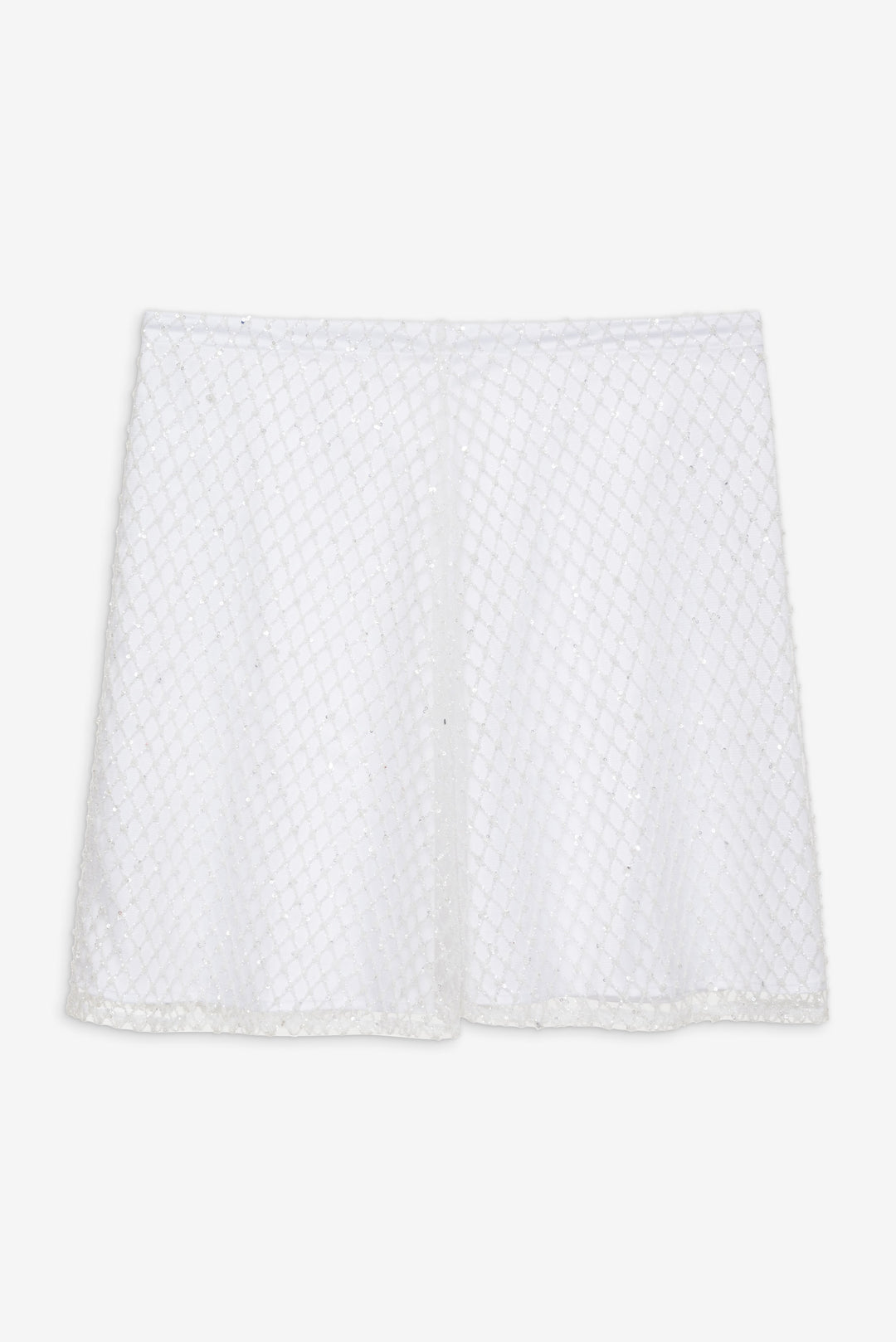 Women Glitter Grid Mini Skirt - White