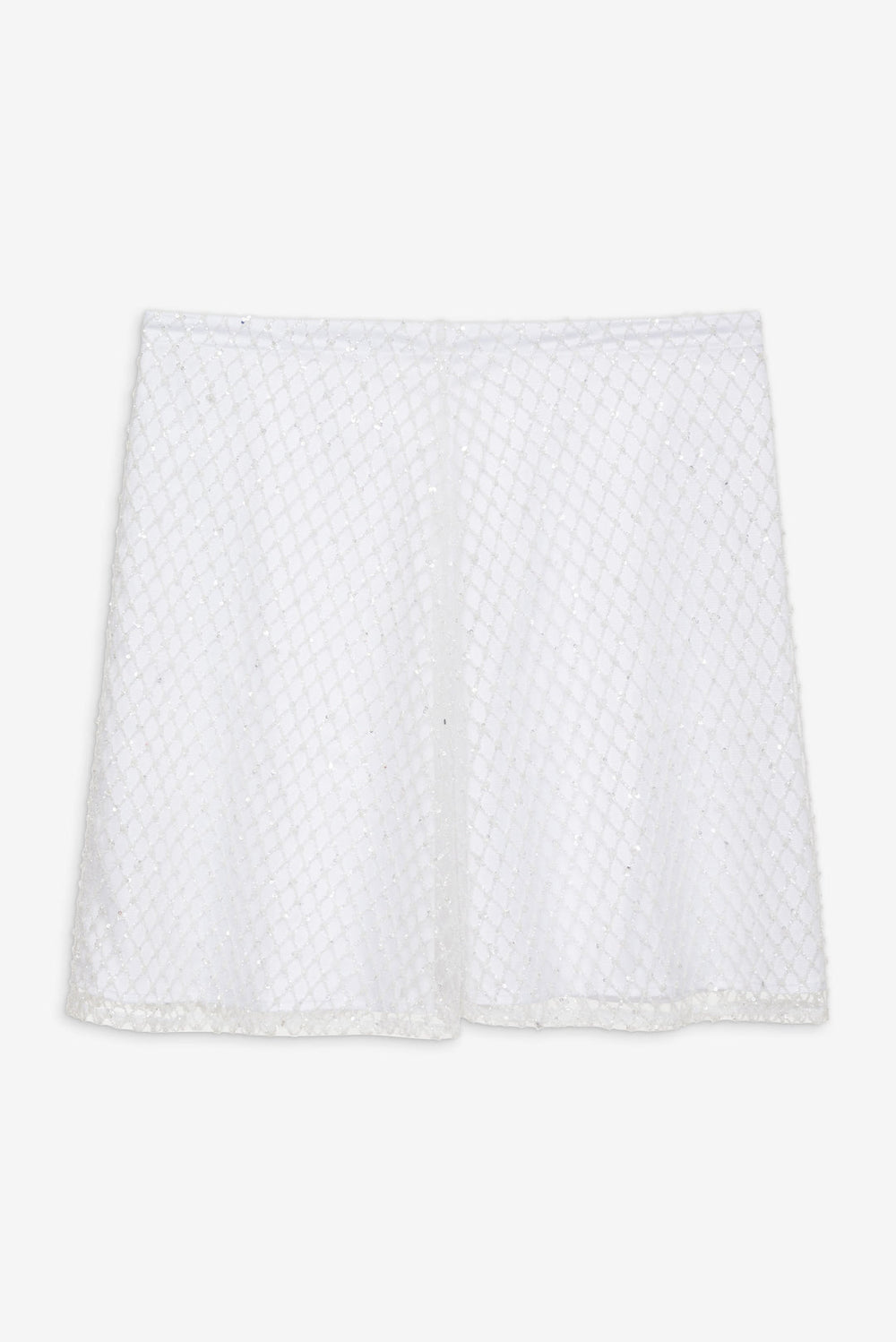 Women Glitter Grid Mini Skirt - White