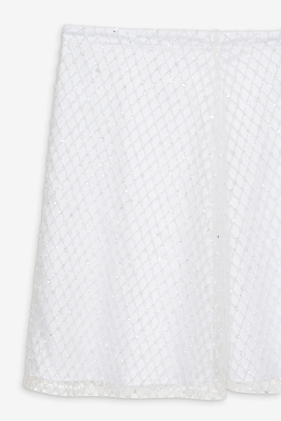 Women Glitter Grid Mini Skirt - White