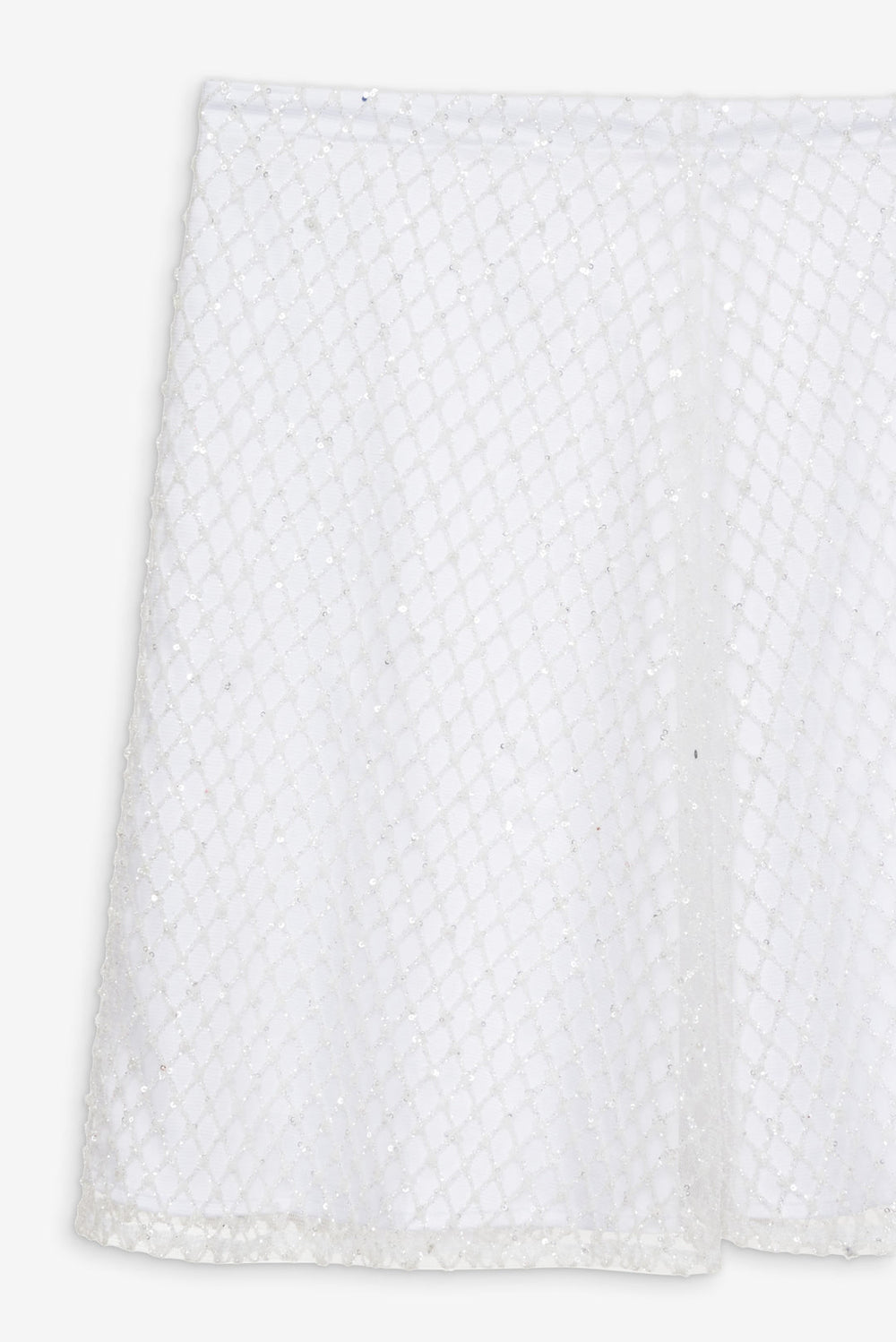 Women Glitter Grid Mini Skirt - White