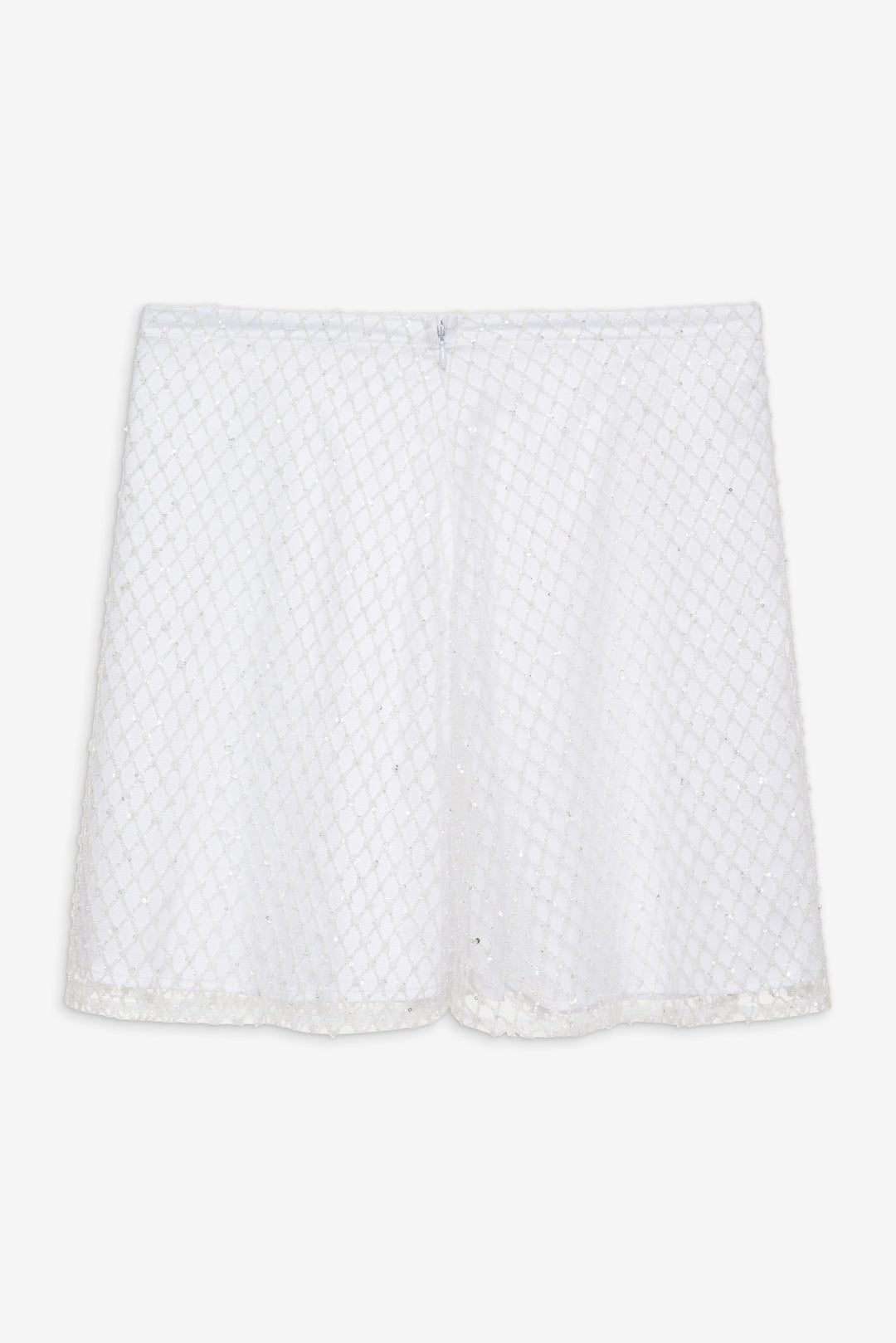 Women Glitter Grid Mini Skirt - White