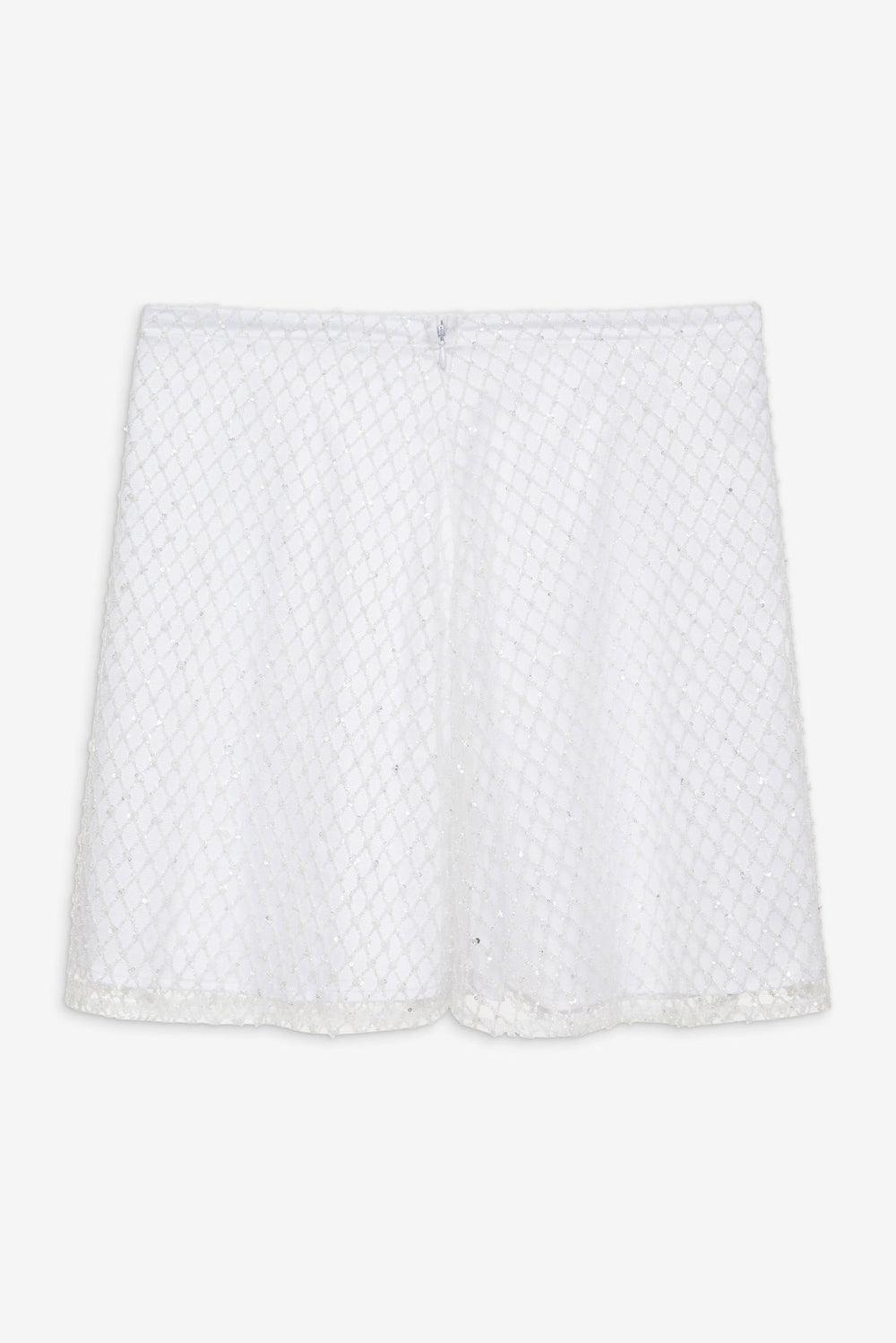 Women Glitter Grid Mini Skirt - White