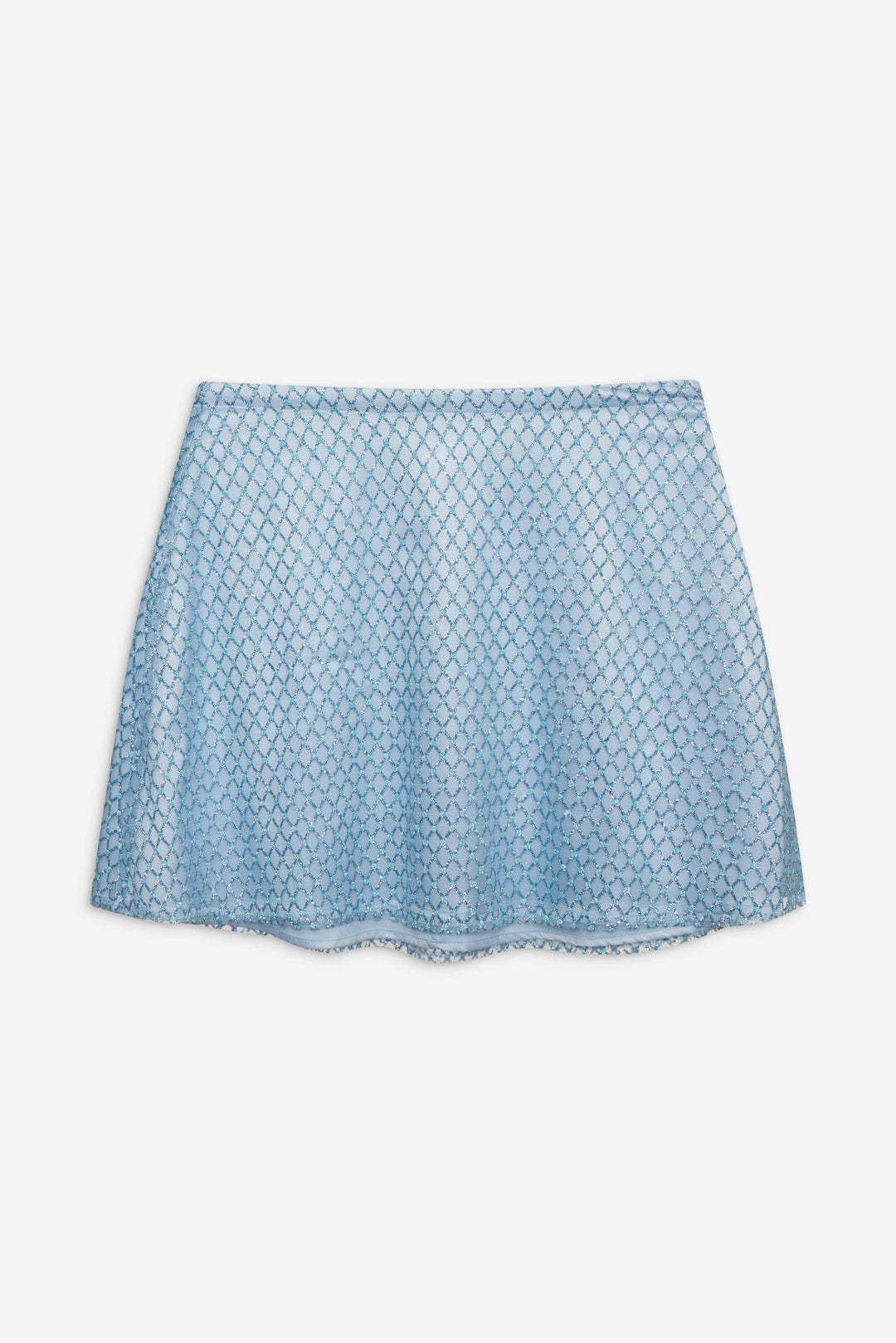 Women Glitter Grid Mini Skirt - Blue