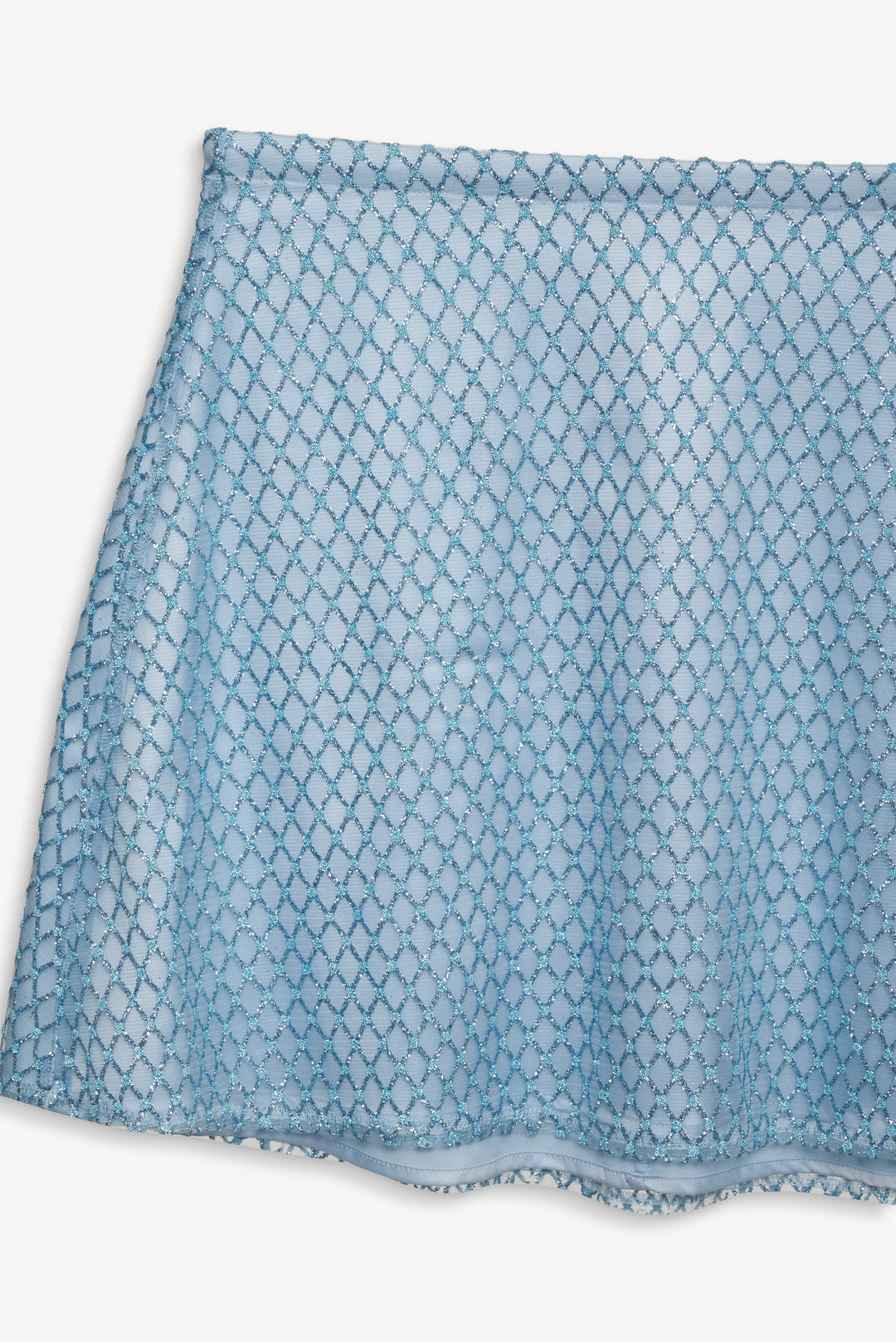 Women Glitter Grid Mini Skirt - Blue