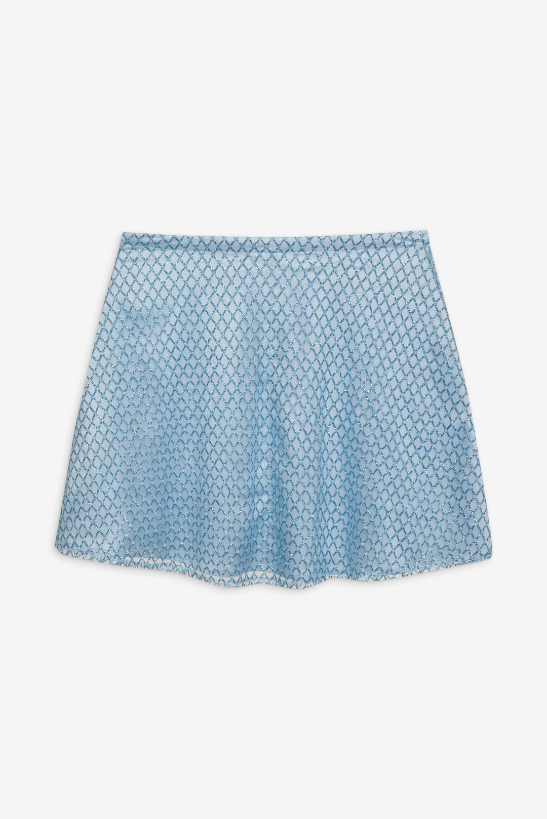 Women Glitter Grid Mini Skirt - Blue