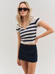Women Cotton Twill Micro Skort - Navy