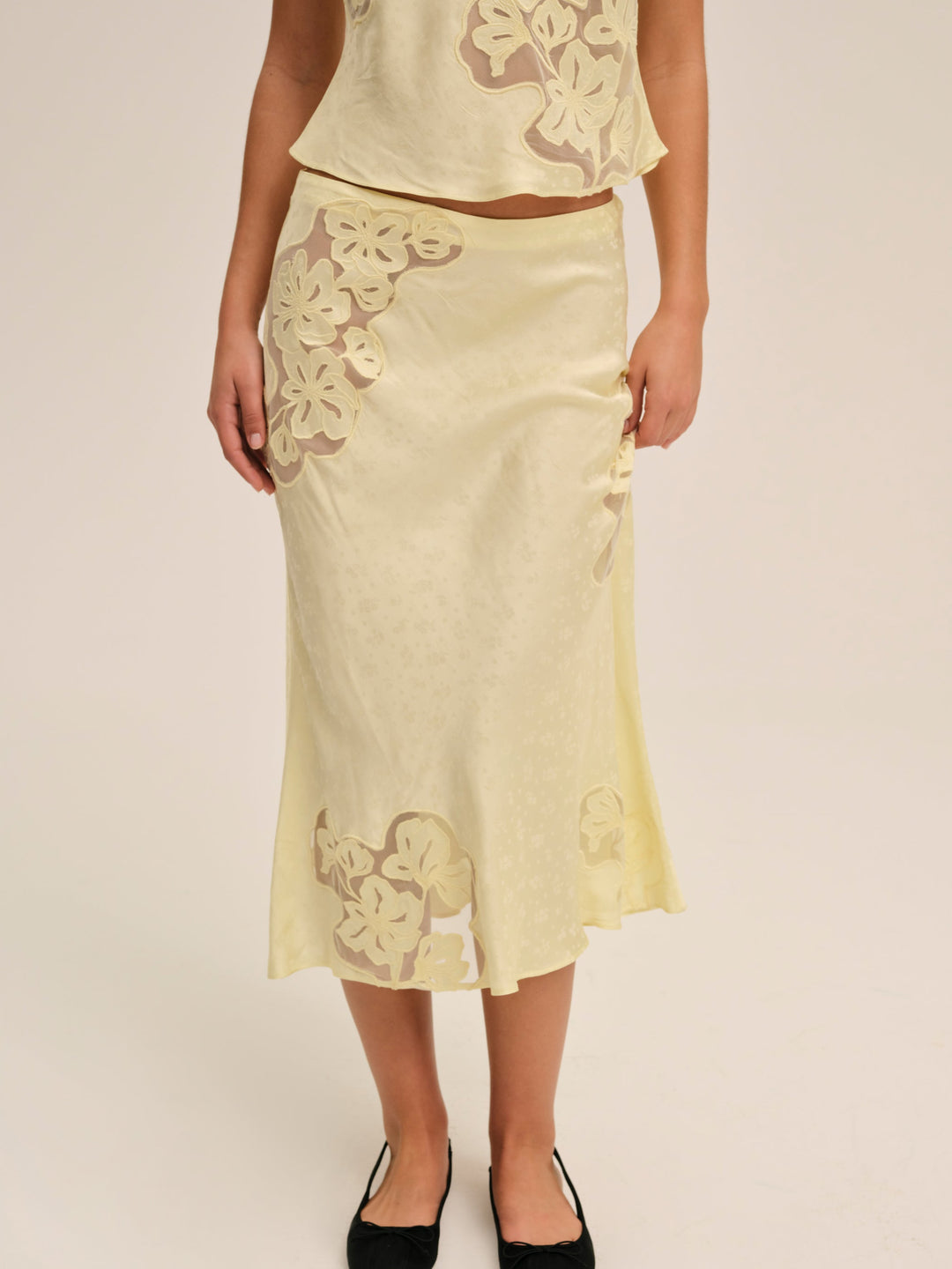 Women Sunrise Midi Skirt - Yellow