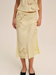 Women Sunrise Midi Skirt - Yellow