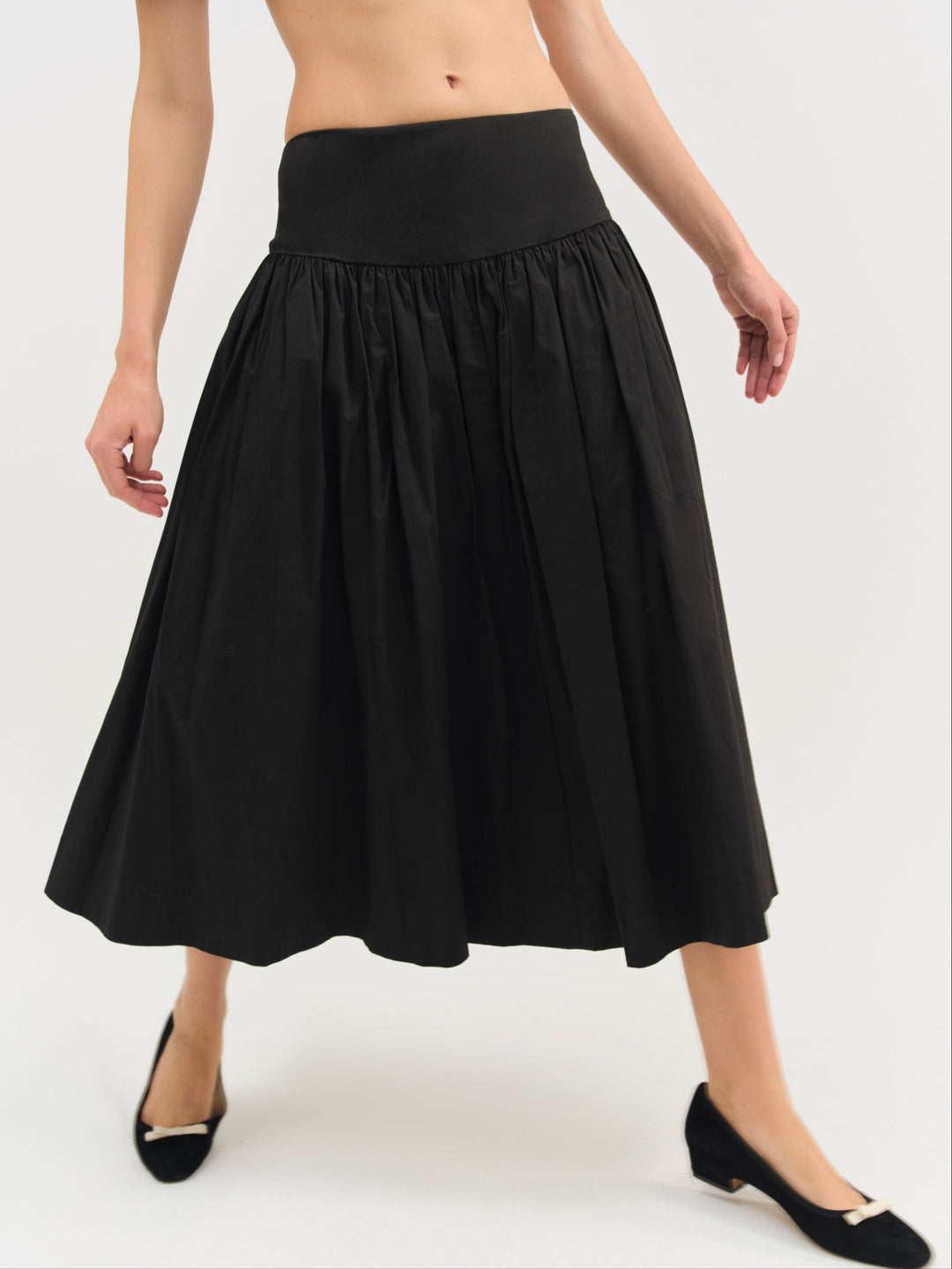 Women Helena Poplin Midi Skirt - Black