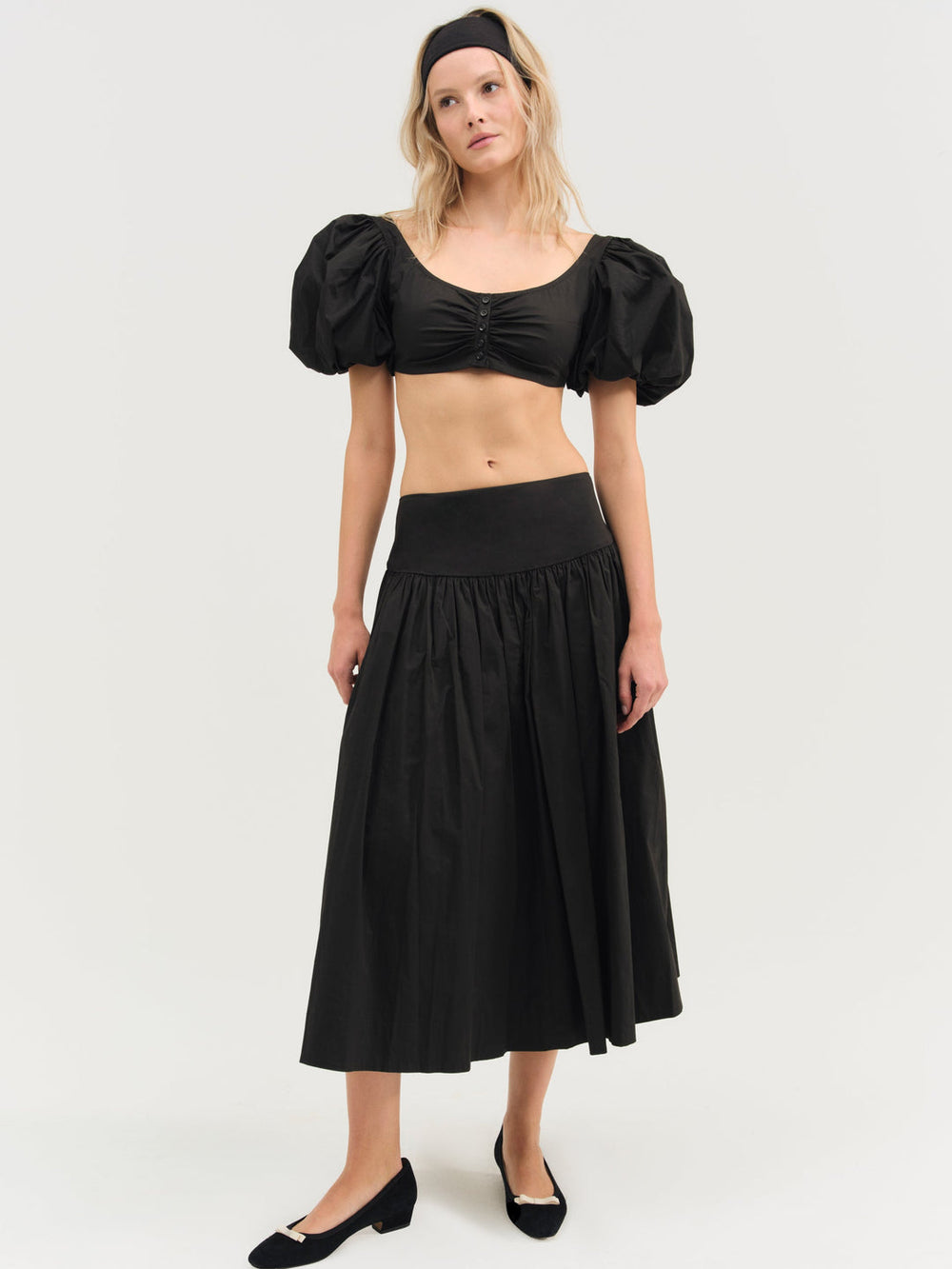 Women Helena Poplin Midi Skirt - Black