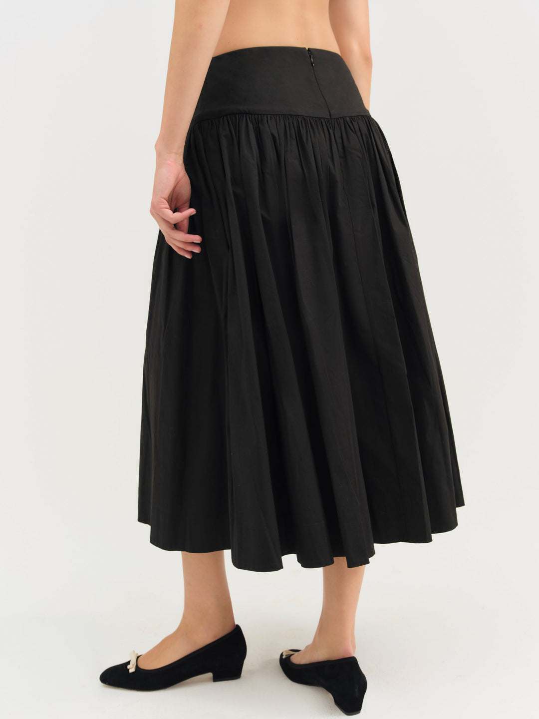 Women Helena Poplin Midi Skirt - Black