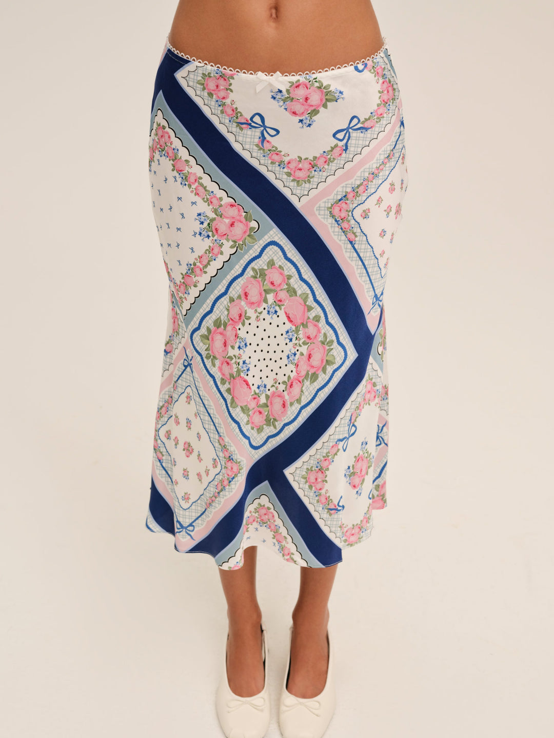 Women Summer Scarf Midi Skirt - Blue