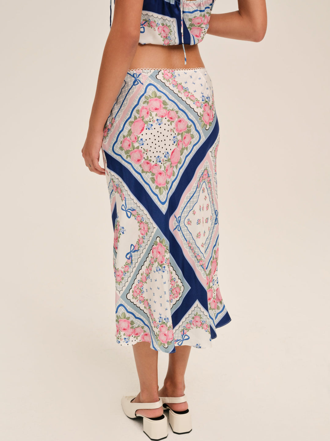 Women Summer Scarf Midi Skirt - Blue