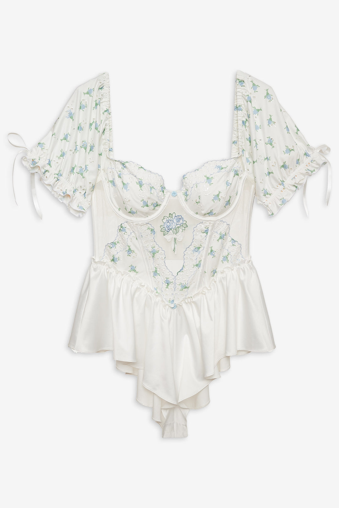 Women Budding Blossom Sleep Romper - White