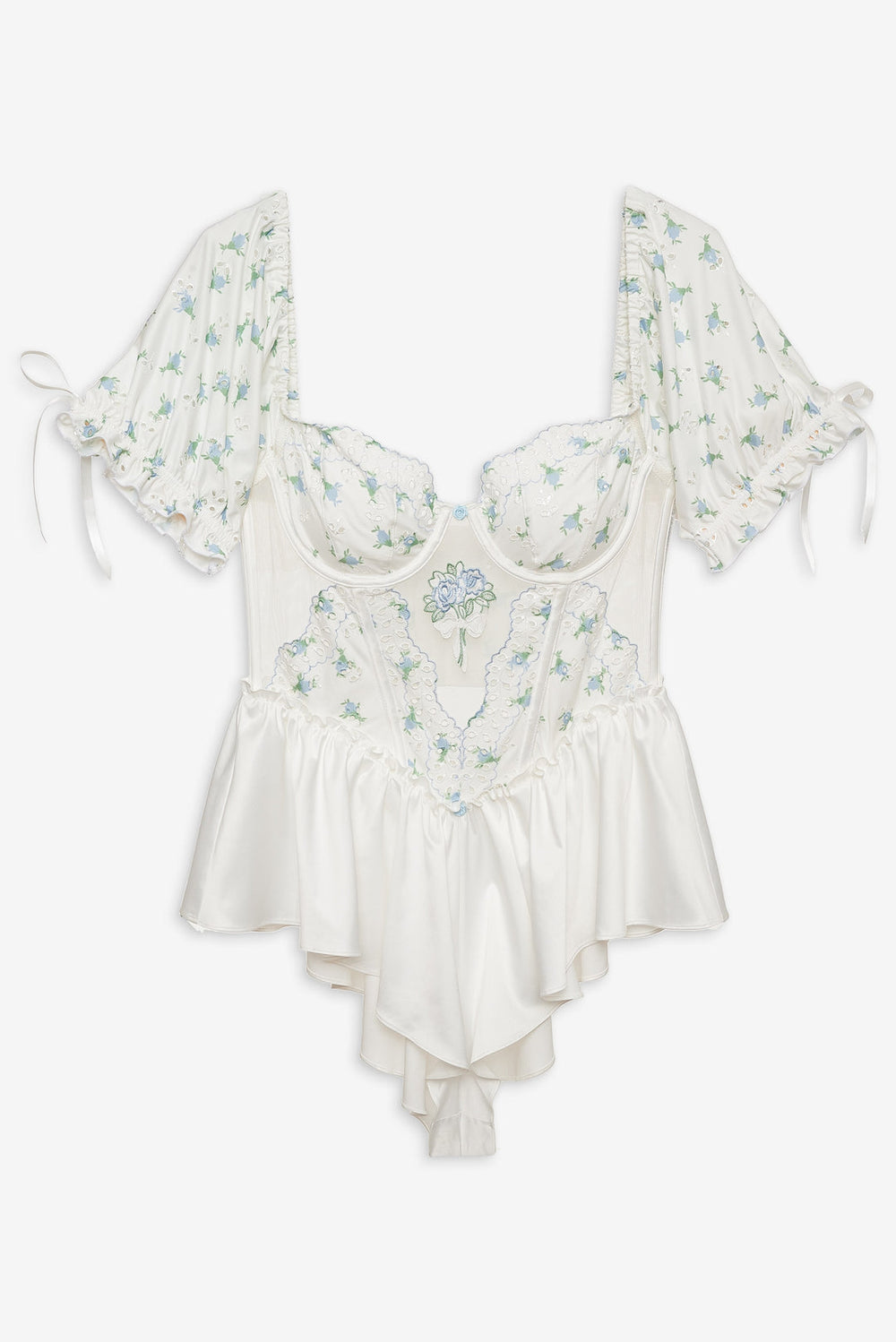 Women Budding Blossom Sleep Romper - White