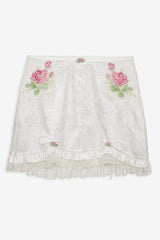 Women Heirloom Rose Slip Skirt - White